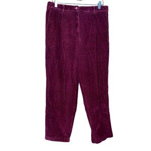 L.L.Bean Womens Petite Corduroy Pants Size 16P Burgundy/Cranberry Cotton Blend C